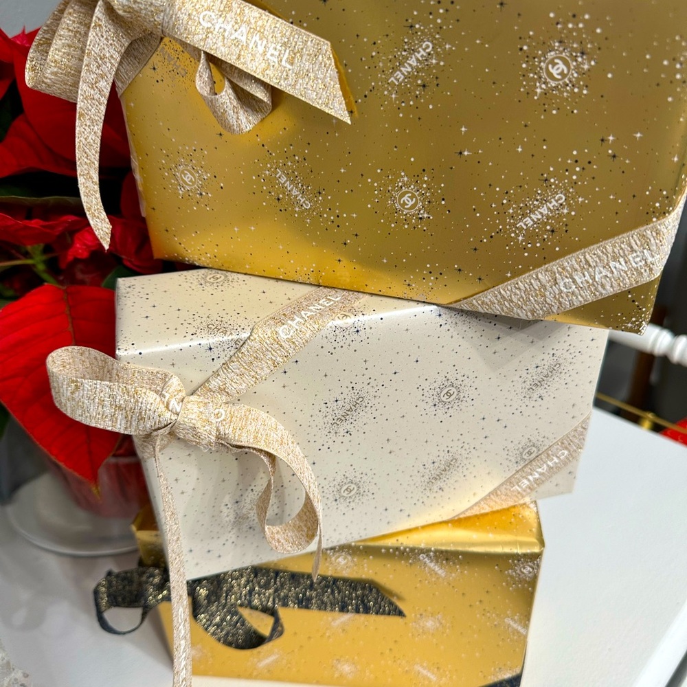 (3) Authentic Wrapped Empty 2023 Chanel Holiday Set Boxes.